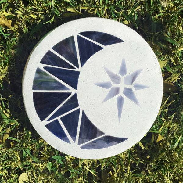 10 x 10 Inch Pre-Cut Stained Glass Crescent Moon (Mosaics/Suncatchers)