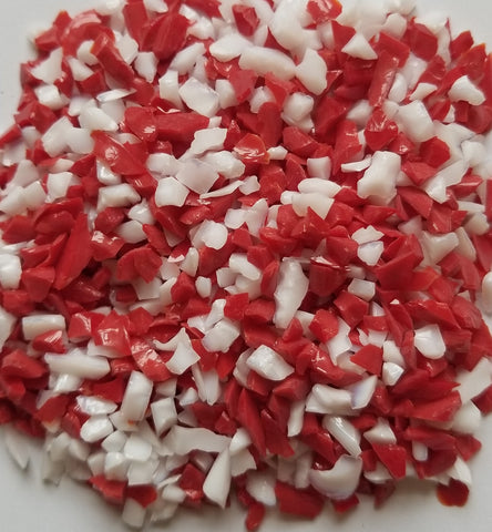 Coarse Frit Red / White Peppermint Opal Glass -COE 96 - 8.5 oz