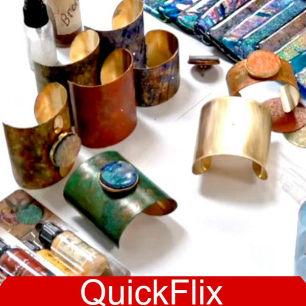 Glue & Screw Bracelet Parts - Unfinished 1 1/2" Solid Copper Drilled Cuff Bracelet & 32mm Setting Combo