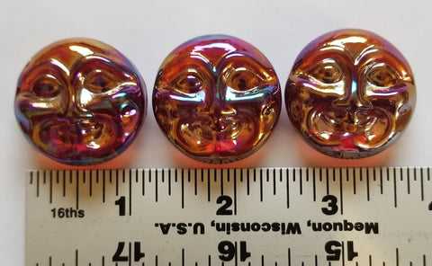 Red Iridescent Moonface Jewel Approximately 30MM - pack of 3
