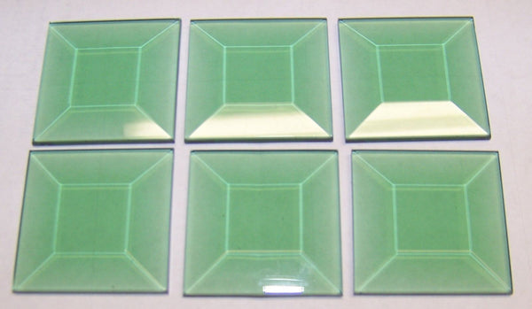 Stained Glass 2 X 2 Inch Green Square Bevels 6 Pack