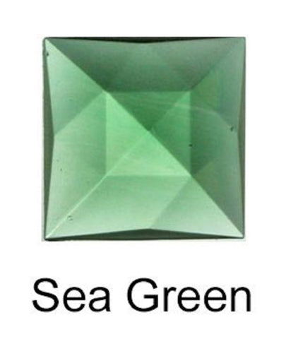 Stained Glass Jewels - 25mm Square Faceted - Sea Green