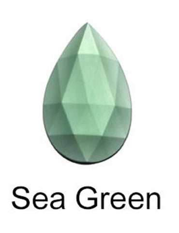 Stained Glass Jewels - Pear / Teardrop 40mm x 24mm - Sea Green