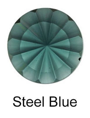 Steel Blue Round Fluted Jewel - 35mm