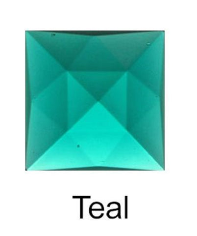 Stained Glass Jewels - 25mm Square Faceted - Teal