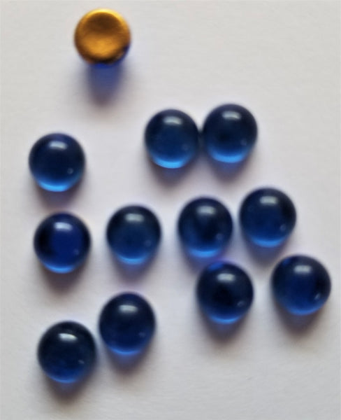 Dark Blue Round Glass Jewels Flat Foil Backed, 5mm, pack of 12 Tiny
